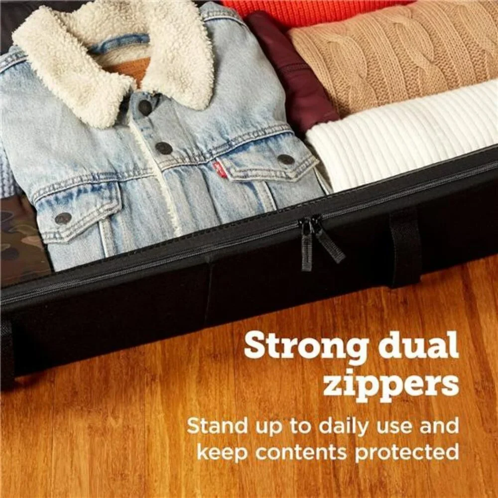 storageLAB Under Bed Storage Bins Clothes Organizer Set with Zipper Handles